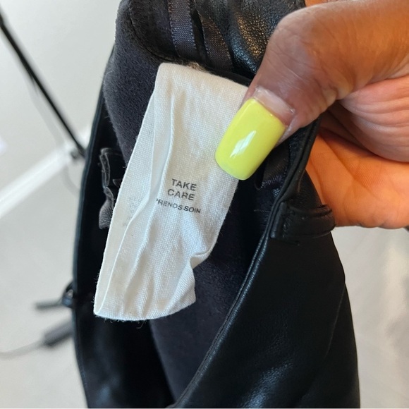 Avec Les Filles Women Pants Large Black Faux Leather Kick Flare Crop Date‎ Night - Picture 14 of 15